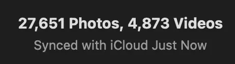 The iCloud Photos Sync Now option at the bottom of the Mac Photos library